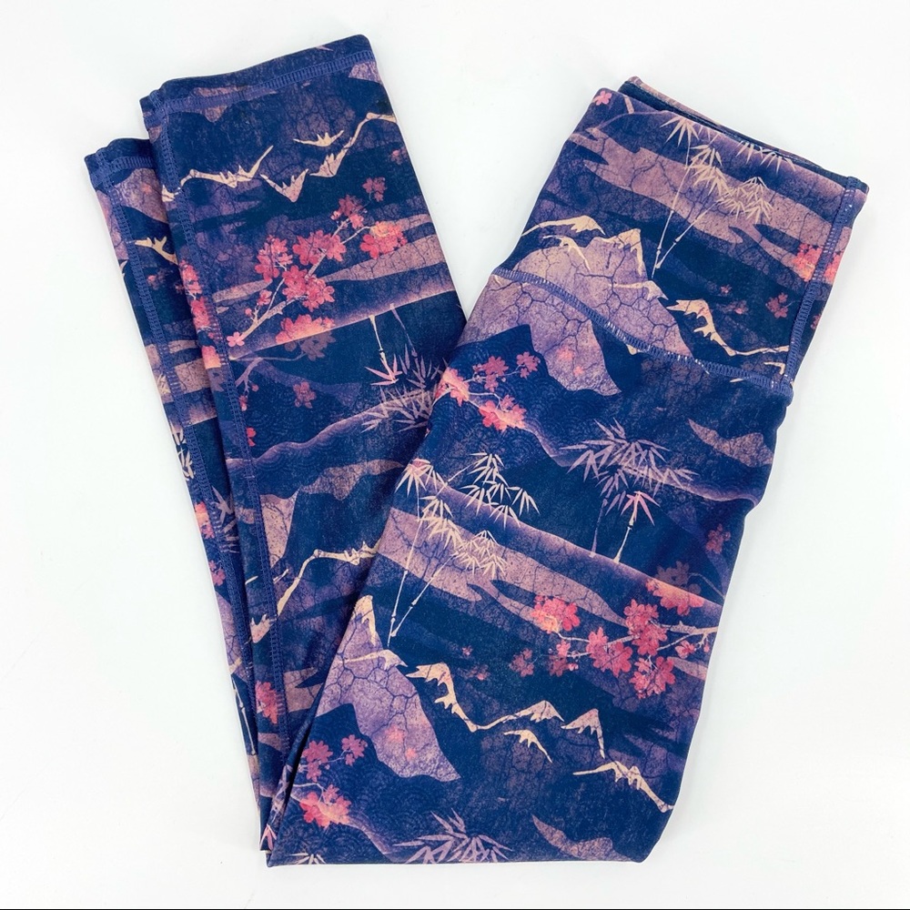 Kyodan Floral Bamboo Print Hi Waist Crop Leggings X Small